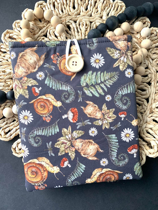 Book Sleeve, Garden Floral  Custom Bookish Sleeve Book Stitched Protective Hardcover Bag Handmade Soft Case Pouch Fabric Book Gift